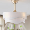 20" Boho Fandelier Ceiling Fans with Lights, Gold Fandelier Ceiling Fans with Light Remote Control, Fabric 6 Speeds Reversible for Bedroom, Living Room, Nursery, Kitchen (White)