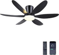 GJeg Ceiling Fans with Lights,42" Low Profile Ceiling Fan with Light and Remote Control,Flush Mount, Reversible, Dimmable, Noiseless, Black Ceiling Fan for Bedroom