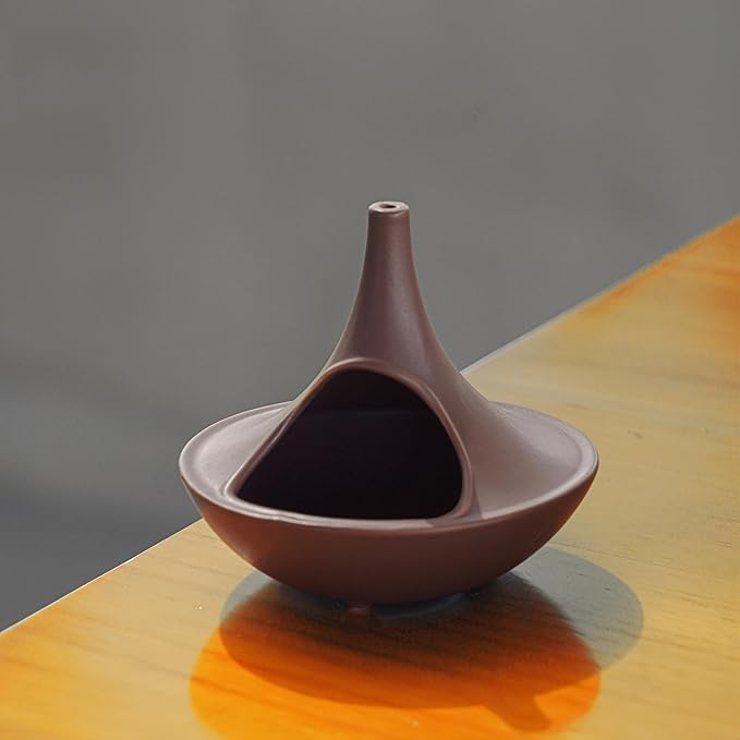 3 in 1 Incense Holder for Palo Santo Sticks Sage Bundles Cone Incense, Handcrafted Ceramic Incense Burner Holder Ash Catcher with Chimney, Smudge Bowl for Yoga Meditation Home Decor (Chimney Red)