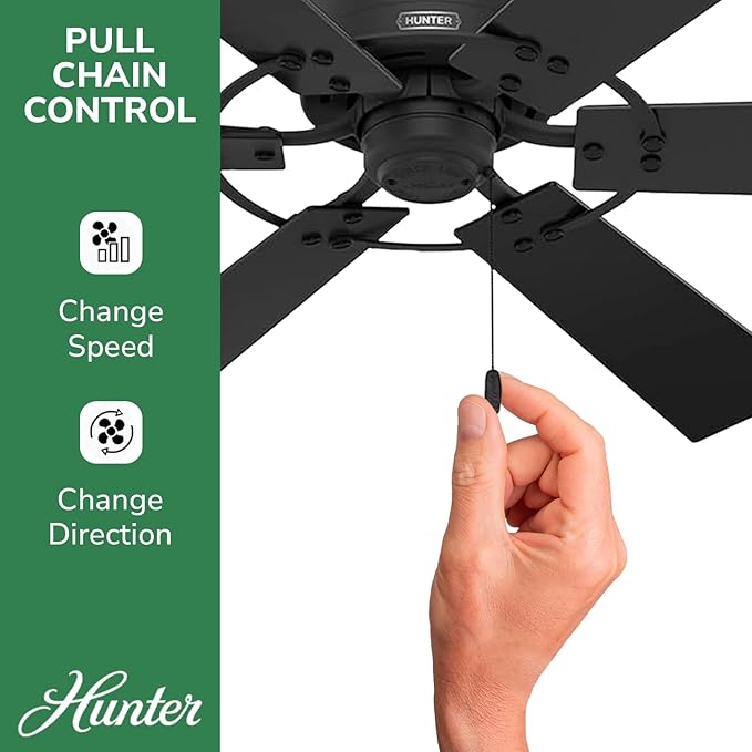 Hunter Gilrock, Indoor, Ceiling Fan, No Light, 52 inch, Matte Black