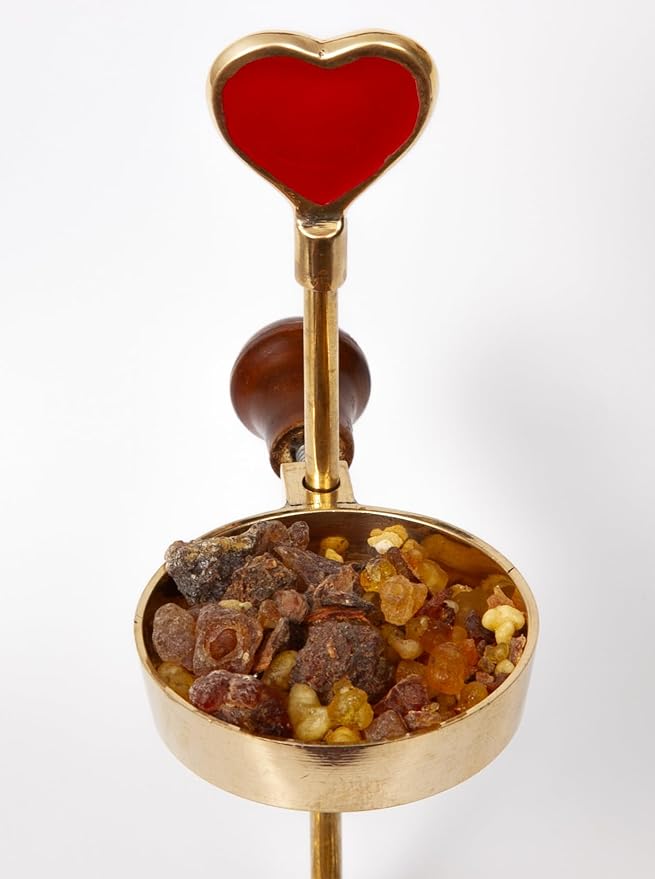 Heart-Shaped Incense Burner for Charcoal & Candles – Romantic Red Resin Holder for Home Fragrance, Aromatherapy & Gifts – Adjustable Design for Meditation & Spiritual Décor