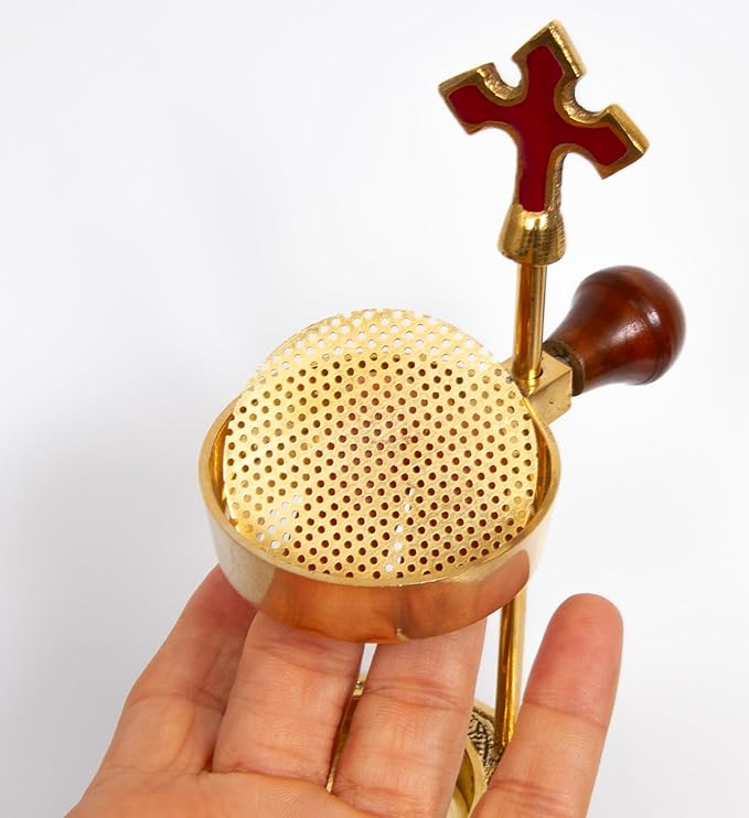 Christian Incense Burner, Cross Incense Holder - Tea Light Candle or Charcoal Resin Heated for Home Decor, Beautiful Adjustable Design for Worship and Spiritual Gifts, Offering a Calming Atmosphere.