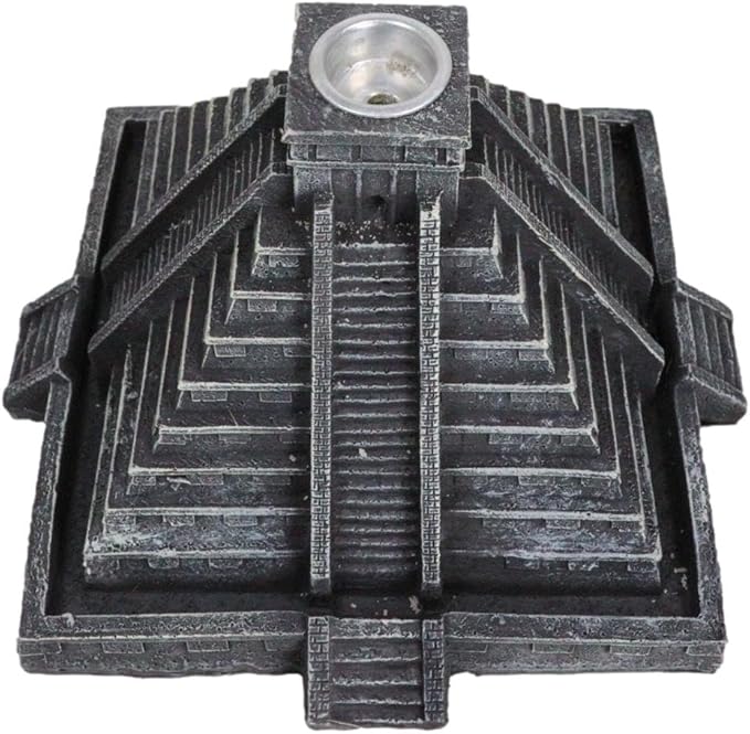 Ebros Gift Temple of Kukulcan Mesoamerican Aztec Step Pyramid Of The Sun And Moon Decorative Backflow Incense Cone Burner Holder Figurine