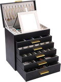 BOOVO Jewelry Boxes for Women, White and Black 6 Layer Large Jewelry Box for Necklace, Bracelet, Earrings, Rings Storage, Jewelry holder Organizer for Girls Gift (Black and Gold, 6 layer)