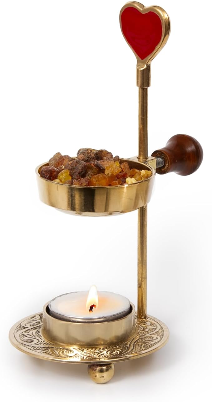 Heart-Shaped Incense Burner for Charcoal & Candles – Romantic Red Resin Holder for Home Fragrance, Aromatherapy & Gifts – Adjustable Design for Meditation & Spiritual Décor