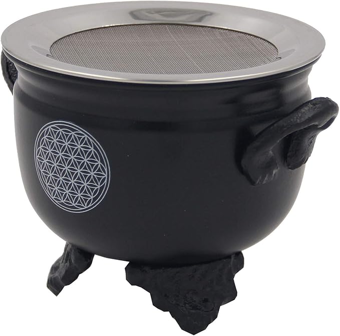 Large Metal Charcoal Incense Burner (Flower of Life)