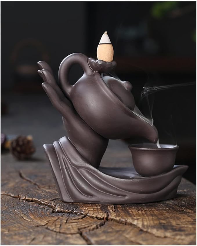 Buddha Hand Series Backflow Incense Burner Indoor Smoke Waterfall Incense Holder Creative Teapot Shaped Ceramic Incense Burner