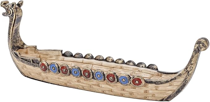 Comeon Retro Incense Burners Traditional Chinese Design Dragon Boat Incense Stick Holder Burner Hand Carved Carving Censer Ornaments (Brown)