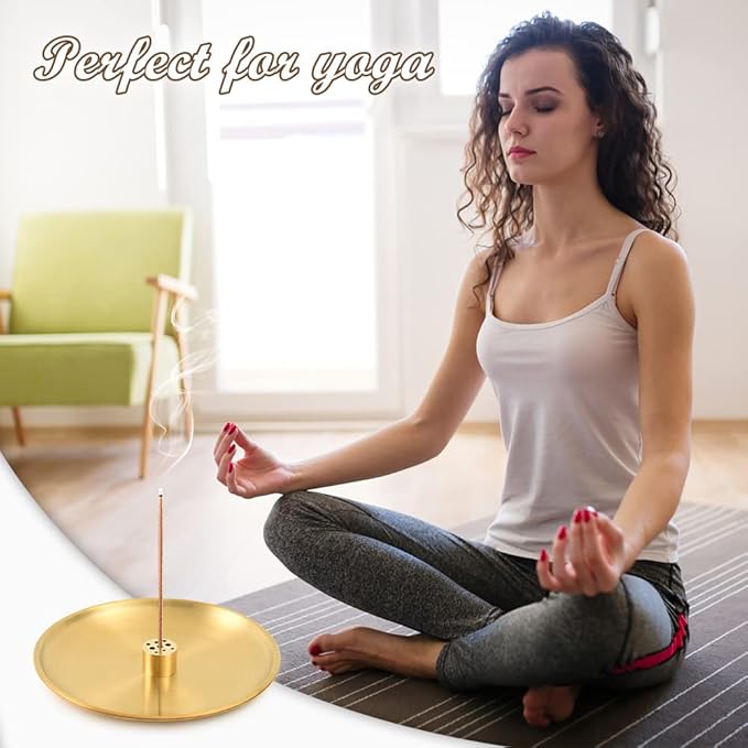 4 in 1 Stick Incense Burner, 5.5 Inch Brass Incense Holder, Incense Cone Holder for Tower Incense, Incense Coil Indoor Outdoor Use