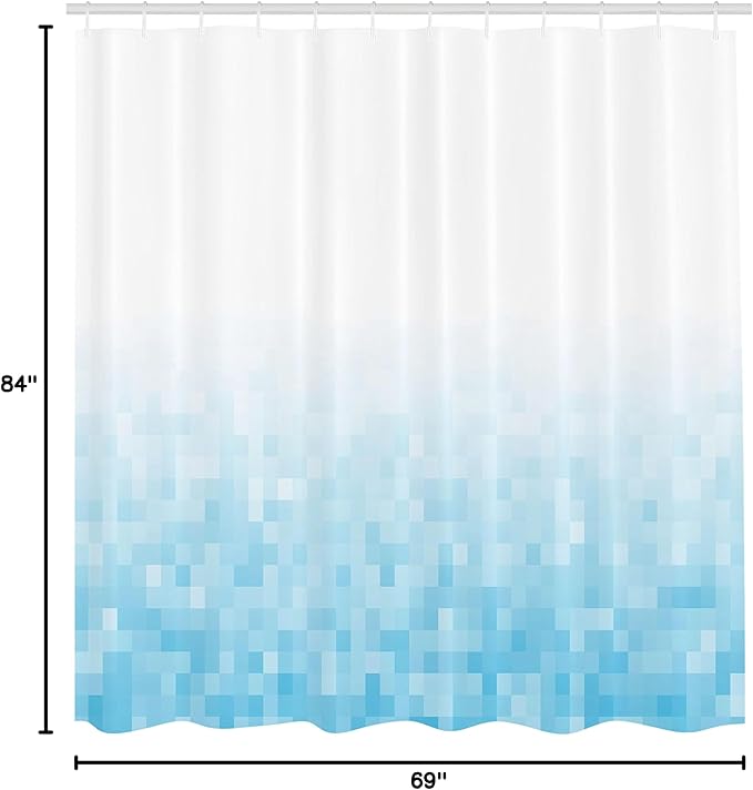 Ambesonne Ocean Shower Curtain, Abstract Pattern Sea Ocean Inspired Diamond Squares Shapes Monochromic Art Design, Cloth Fabric Bathroom Decor Set with Hooks, 69" W x 84" L, White Blue