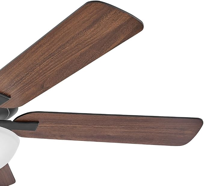 Hinkley Metro 52" LED Indoor Dual Mount Ceiling Fan with Light, Traditional Style, Reversible Wooden Fan Blades, Matte Black and Walnut, Remote Sold Separately