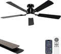 VOLISUN 52 Inch Ceiling Fan with Lights Flush Mount, Low Profile Ceiling Fans with Lights, Remote&APP Control,Dimmable 22W LED Light,Queit&Reversible Fan, Black Ceilings Fans for Bedroom, Living Room