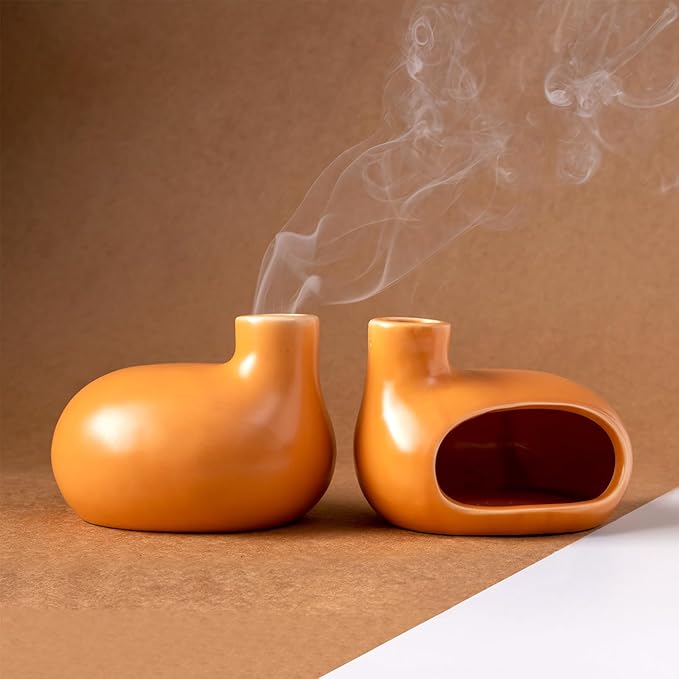 MOUGIGI Ceramic Palo Santo Holder - Handcrafted Ash Catcher for Palo Santo Sticks and Sage - Unique Design for Meditation and Home Décor - Incense Burner