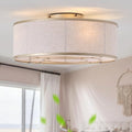 20 Inch Boho Ceiling Fan with Light, Low Profile Flush Mount Caged Ceiling Fan, Bladeless Gold Drum Chandelier with Remote, 6 Speed Reversible DC Motor for Bedroom Living Room, E26 Base