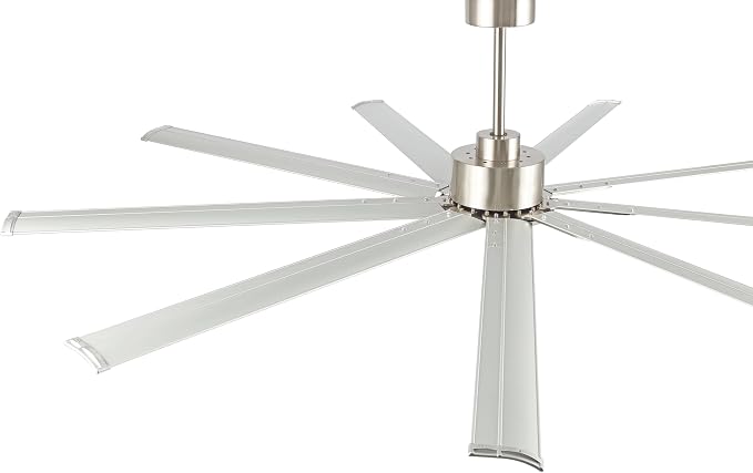 WINGBO Industrial Ceiling Fan No Light 84", 9 Aluminum Blades, 6 Speed Remote Control, Reversible DC Motor, for Home and Commercial Use, Living Room/Shop/Warehouse Nickel