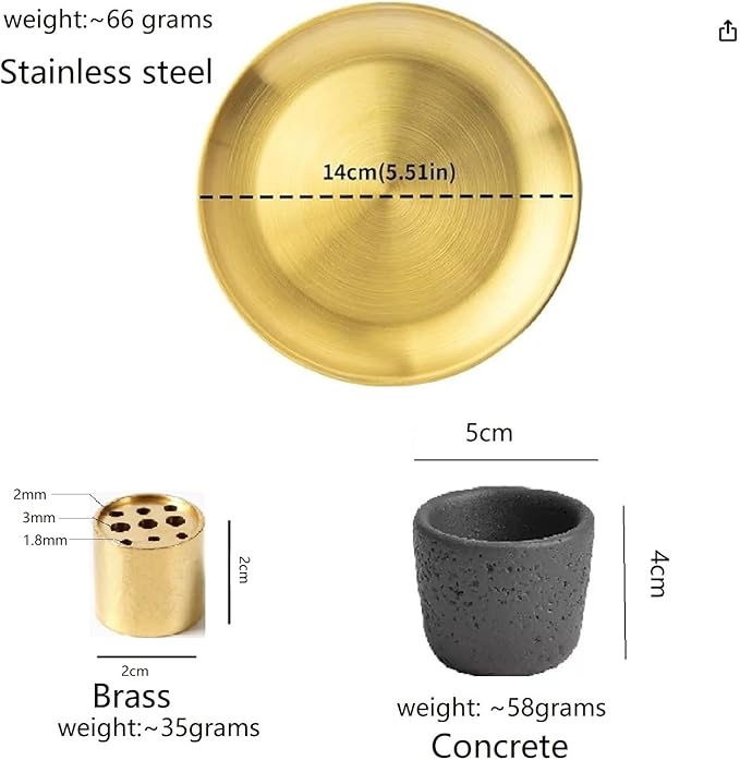 Multiple Function Incense Burner for Burning Palo Santo,Sage, Handcrafted Moon Surface Concrete Burner,Brass Incense Sticks & Cones Holder Steel Ash Catcher Yoga Meditation Gift Home Decor