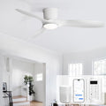 Sofucor 52 Inch Smart Ceiling Fan with Lights, Modern Low Profile Flush Mount Ceiling Fan with 6500CFM, Compatible with Alexa/Google/App, 3 Plastic Blade, Dimmable Timer Reversible DC Motor, ETL, ABS