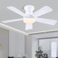 41"Small Modern White Low Profile Ceiling Fans with Light and Remote | Flush Mount ,Super Large Airflow with 6 Wind Speeds, Reversible, Dimmable 3 CCT LED, 30W DC Motor,Suits for Bedroom Kidsroom