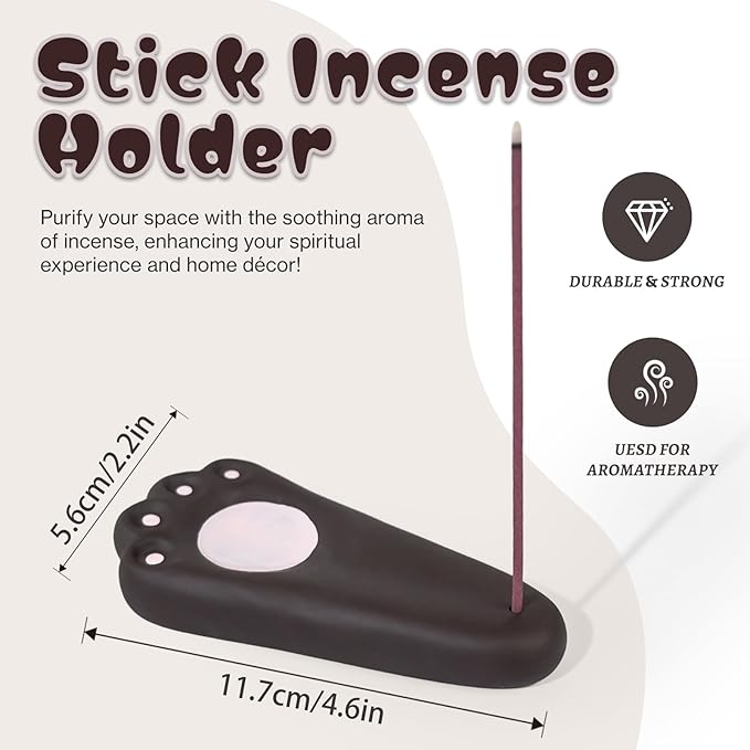 Mougigi Handmade Japanese Ceramic Dog Paw Incense Holder - Mini Burner for Pine Incense & Frankincense Incense Sticks, Perfect for Home Decor, Yoga,Spa, and Zen Spaces - Unique Spiritual Accent Piece