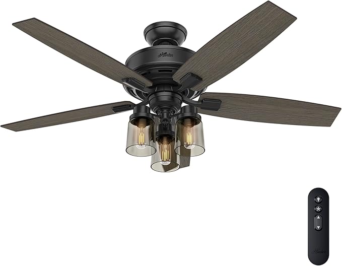 Hunter Bennett, Indoor, Ceiling Fan, Standard Mount, 52 inch, Matte Black