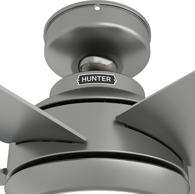 Hunter Zayden, Indoor, Ceiling Fan, Standard Mount, 52 inch, Matte Silver | with LED Light and Remote Control, Quiet, 5 Blades, For Bedroom, Living Room, Kitchen, 51696