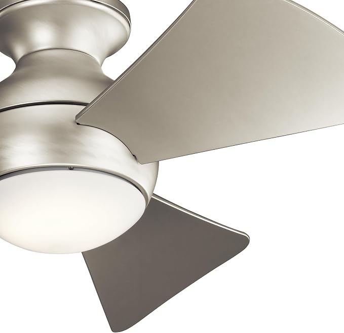 Kichler Sola 34" LED Indoor Outdoor Ceiling Fan in Brushed Nickel, 3-Blade, 3000K, (34" W x 11" H), 330150NI