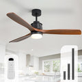Sofucor Ceiling Fans With Lights, 60 Inch Solid Wood Ceiling Fan With Light Remote Control, Indoor/Outdoor Ceiling Fan with Reversible DC Motor, 6 Speed, 3 Blade Modern Ceiling Fans for Bedroom Patio