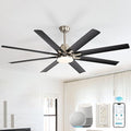 Sofucor Smart Ceiling Fans with Lights, 52'' Ceiling Fan with Light and Remote, Work with Alexa/Google, Black Indoor/Outdoor Ceiling Fan, Quiet DC Motor, 3CCT, 8 Blades Ceiling Fans for Bedroom Patio