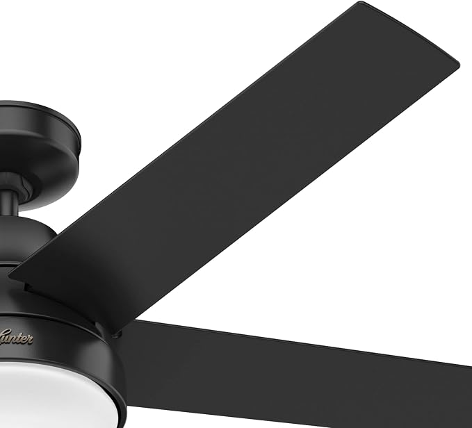 Hunter 52 inch Indoor Ceiling Fan with LED Light and Remote Control - Black Modern Smart Ceiling Fan, Standard Mount, 5 Blades, For Bedroom, Living Room, or Kitchen, Quiet- Aerodyne 51314, Matte Black | with LED Light and Remote Control, Standard Mount...