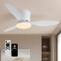 52 Inch Flush Mount Ceiling Fans with Lights and Remote Control, White Low Profile Ceiling Fan for Bedroom, Living Room,Office,Kitchen,Patios Indoor and Outdoor Use