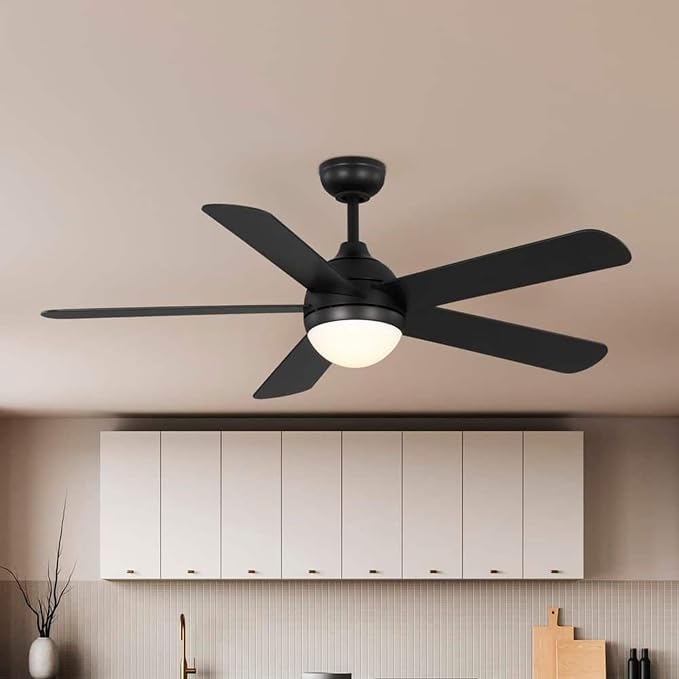 Hampton Bay Morland 52 in. Smart Indoor/Covered Outdoor Matte Black Ceiling Fan with Remote and Integrated LED Powered by Hubspace 59080