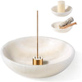 Koville Natural Marble Incense Holder, Incense Holder for Sticks with 9 Holes, Handmade Incense Burner Ash Catcher for Meditation Yoga SPA, Balsam Fir/Palo Santo/Sage/Cone (White)