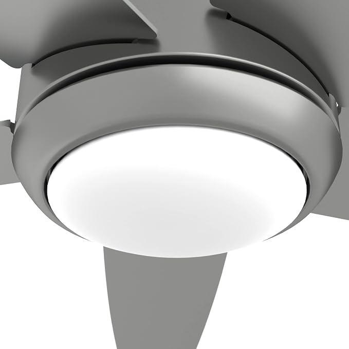 Hunter Zayden, Indoor, Ceiling Fan, Standard Mount, 52 inch, Matte Silver | with LED Light and Remote Control, Quiet, 5 Blades, For Bedroom, Living Room, Kitchen, 51696