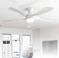 Sofucor Smart 52'' Low Profile Ceiling Fan with Lights and Remote, Flush Mount Ceiling Fan Work with APP/Alexa/Google for Modern Bedroom Living Room Patio, Dimmable LED Quiet Reversible DC Motor