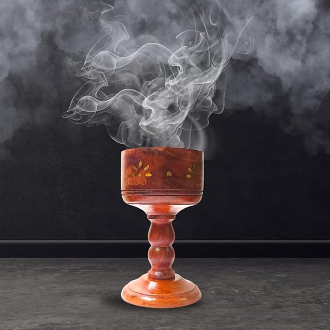 Traditional Wooden Incense Burner for Loban & Dhoop Sticks | VudRtyst Pooja Room Decor with Kapur Diffuser | Elegant Home Fragrance Holder