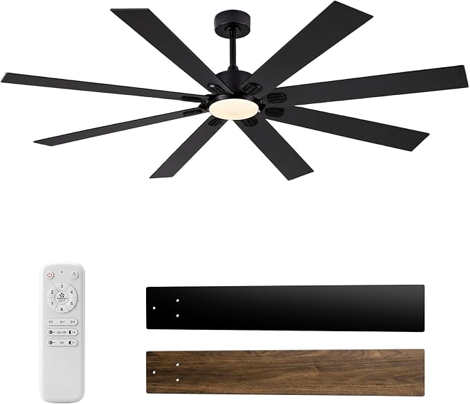 Ceiling Fans with Lights, 72 Inch Brown Indoor Fan with Remote and App Control, Dimmable LED Light, 6 Speeds, Reversible Airflow, Low Noise for Bedroom Living Room Kitchen