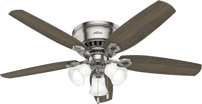 Hunter Builder, Indoor, Ceiling Fan, Pull Chain, 52 inch, Brushed Nickel