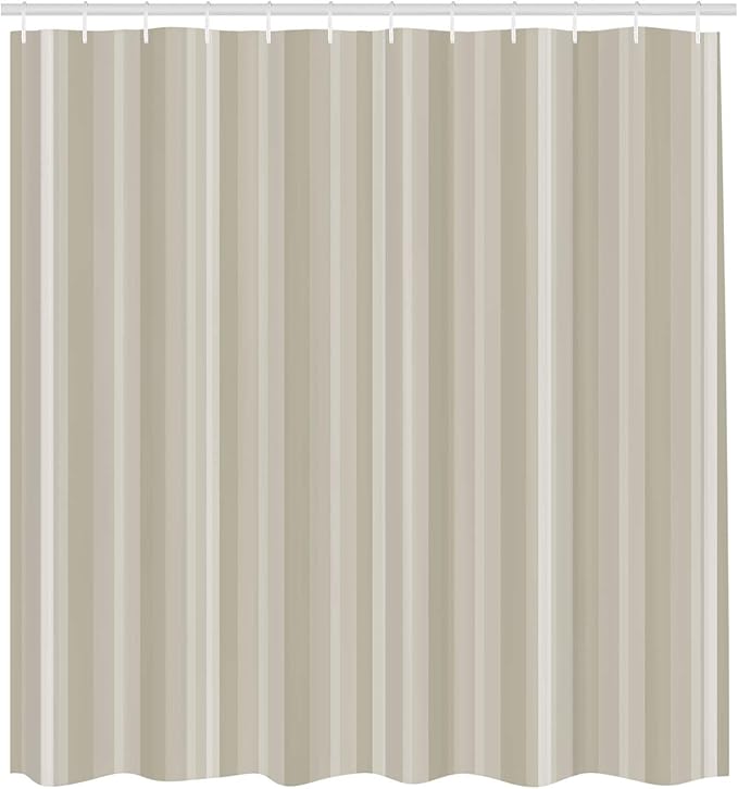 Ambesonne Stripes Shower Curtain, Abstract Ocean Inspired Palette Lines Geometrical Image Illustration, Cloth Fabric Bathroom Decor Set with Hooks, 84" Long Extra, Pale Yellow