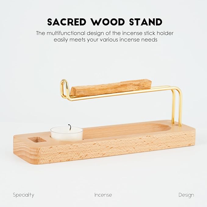 Incense Holder for Burning Palo Santo & Sage Sticks (Standard, Wooden Palo Santo and Sage Burner)