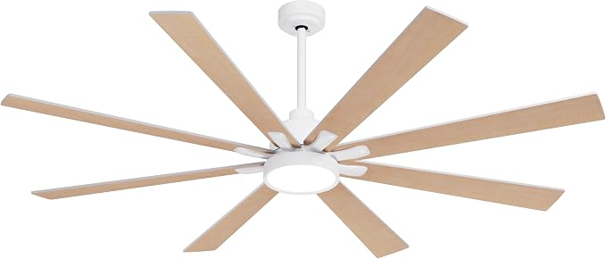 Large Ceiling Fans with Lights and Remote - 62 Inch White Ceiling Fan with Light, Quiet DC Motor, 3 CCT,Modern Dimmable LED Lighting & Large Ceiling Fans for Living Room Patio, Indoor/Outdoor