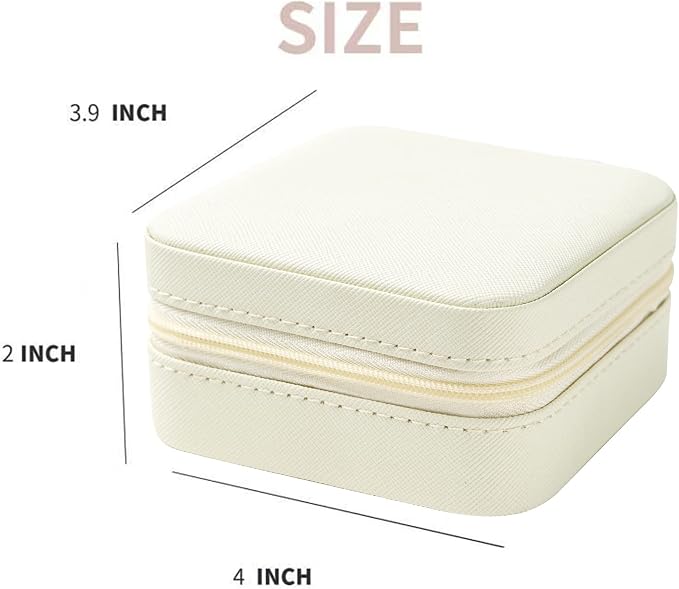 KElofoN Travel jewelry case Travel jewelry box Travel Jewelry Organizer Small Jewelry Organizer Box Gift for Girls Women with Mirror(White)