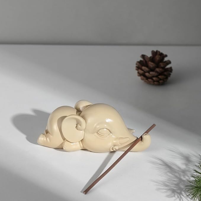 Cacukap Cute Elephant Incense Burner, Incense Holder for Sticks, Elephant Theme Incense Tray, Adorable Home Decoration, Unique Gifts Idea for Elephant Lover