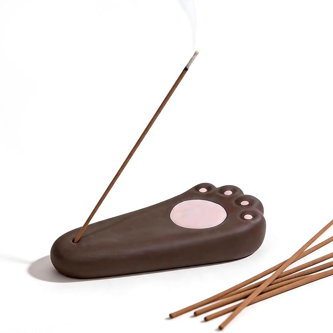 Mougigi Handmade Japanese Ceramic Dog Paw Incense Holder - Mini Burner for Pine Incense & Frankincense Incense Sticks, Perfect for Home Decor, Yoga,Spa, and Zen Spaces - Unique Spiritual Accent Piece