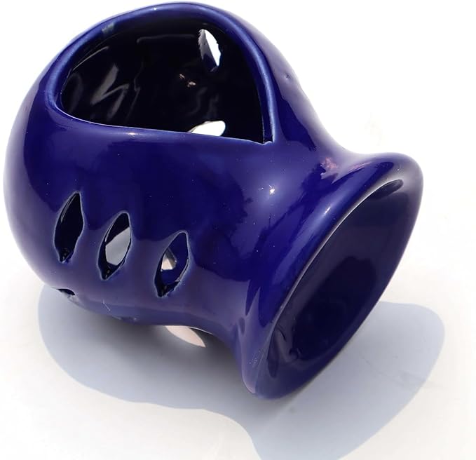 Pure Source India Ceramic Essential Oil Burner Wax Melt Burners |Aromatherapy| Ceramic Oil Diffuser| Candle Tealight Holder (Set of 1) Home Bedroom Decor Christmas Housewarming Gift, Blue