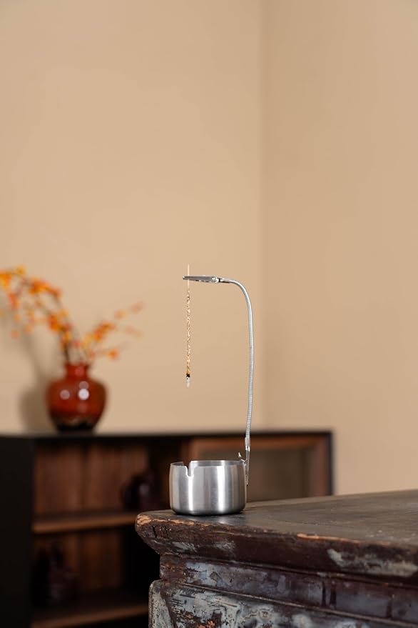 Modern Incense Holder with Flexible Metal Stand, Silver Ash Collector Base, Minimalist Design for Home Meditation and Aromatherapy.(Silver + Clip)