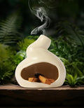 Handmade Ceramic Palo Santo Holder, Mini Ceramic Fireplace for sage, Ideal for Meditation and Altars – Durable Design for Sticks Burning, Unique Meditation Gift（Yellow）