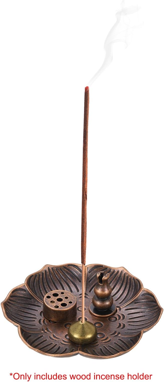 uxcell 4Pcs Flower Incense Holder, Incense Burner Holder, Lotus Multiple Hole, Cone Shape and Gourd-Shape Ash Catcher for Yoga, Meditation Copper
