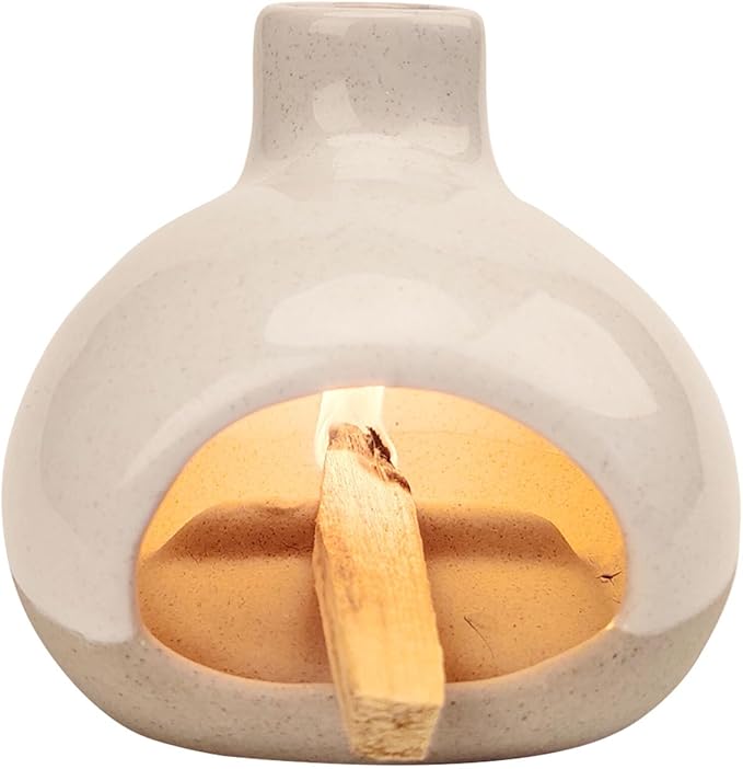 Palo Santo Holder-Mini Chimenea Incense Burner for Wood Sticks, Sage, Cones, Palo Santo Burner for Yoga Meditation Room Home Decor (Sand)
