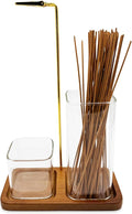 2-in-1 Upside-Down Hanging Incense Stick Burner Holder with 2 Square Glass Tubes for Incense Sticks Storage and Ash Collection