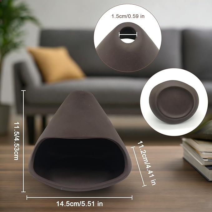 Ceramic Palo Santo Holder Incense Burner Aromatherapy Stove Mountain Fireplace Aromatherapy Stove Sage Cedar Peru Sacred Wood Cone Fireplace for Home Decor（ Purple Clay Black）